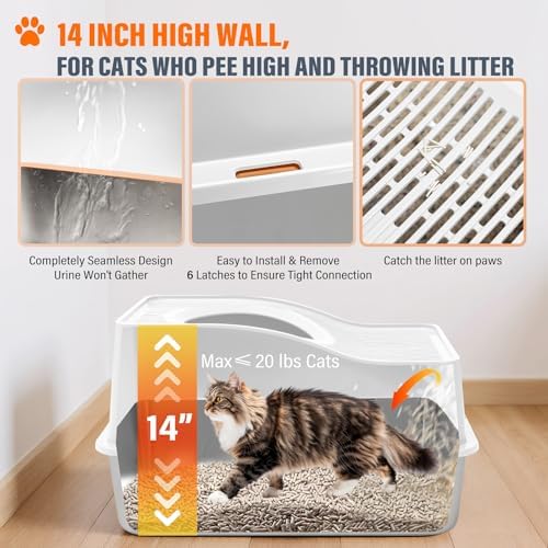 Top Entry Cat Litter Box with Lid, Stainless Steel Enclosed Cat Kitty Litterbox - Image 4