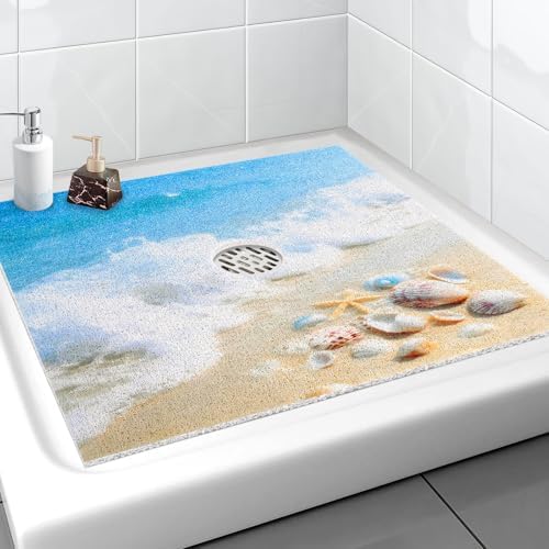 Square Shower Mat, Yonala 36 x 36 Inch Stylish Non Slip Shower Mats by Yonala