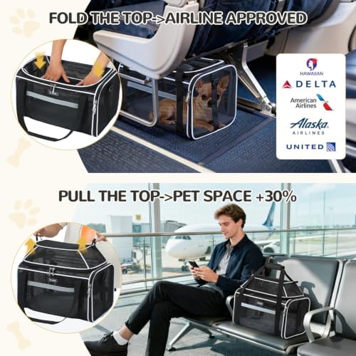 Lekereise Top-Expandable Pet Carrier Full Mesh 17x11x9.5 Inch Airline Approved - Image 2