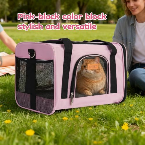 ROYPET Cat Carrier, Portable Pet Carrier Bag Pink - Image 4