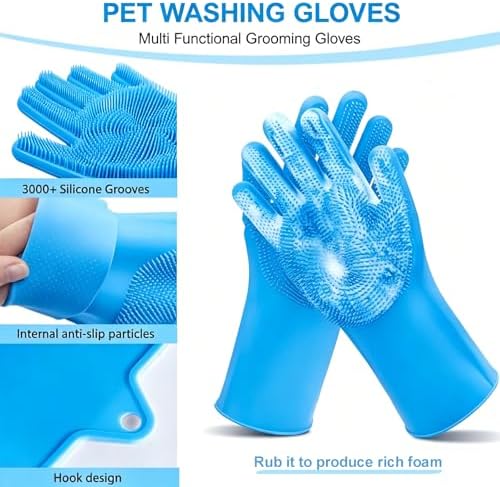 6PCS Blue Dog Bath Kit with Brush, Towel & Bag - Image 4