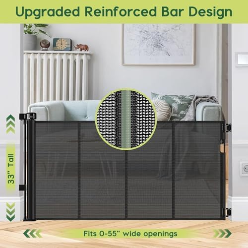 2 Pack Reinforced 55" Wide Retractable Baby Gates - Image 2
