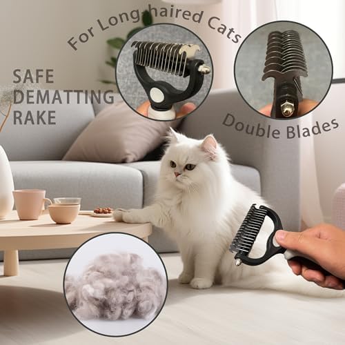 Cat Deshedding & Dematting Brush Kit, 6 Self-Cleaning Tools - Image 2