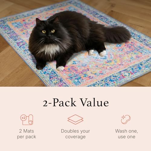 Lovewag Cat Litter Mat, Litter Box Mat, Mystic Fuchsia, 2 Pack - Image 4