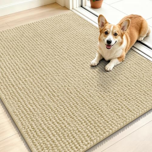Smiry Dog Door Mat for Muddy Paws 40x32, Ultra Absorbent Chenille Doormat by Smiry