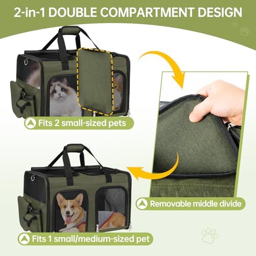 Cat Carrier for 2 Cats Double Pet Carrier Extra Large Green 2026 Upgraded - Image 2