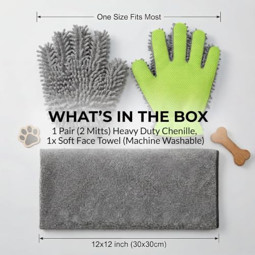 Dog Washing Gloves, 2 Chenille Mitts - Image 4