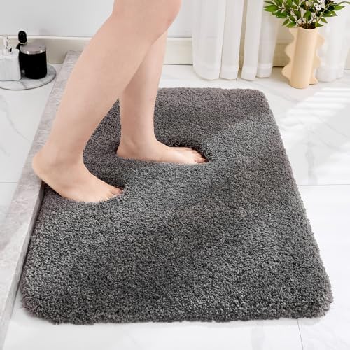 Disolla Dark Grey Bathroom Rugs 17x24, Non-Slip Plush Small Bath Mat by Disolla