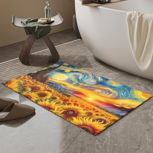 Sunflower Starry Night Bath Mat - Image 5