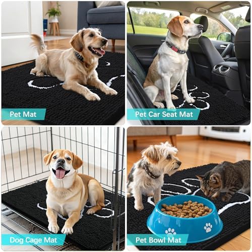 OLANLY Dog Door Mat for Muddy Paws 35x24, Paw Print Design Chenille Mud Mat - Image 7