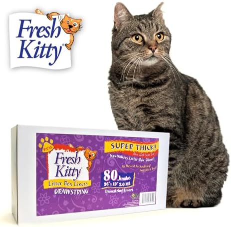 80 Count Fresh Kitty Litter Box Liners Super Thick, Easy Clean Up Jumbo by RoyalPetIncorporated