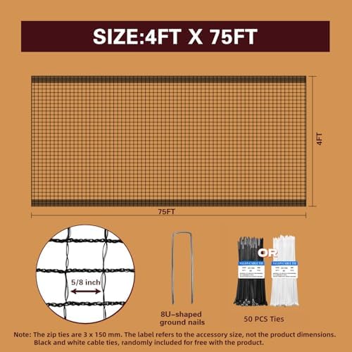 Plastic Mesh Fence Deer Fencing 4x75ft, Reinforced Edges, 55gsm Heavy Duty - Image 3