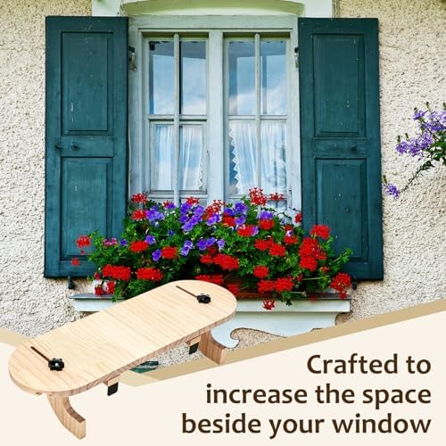 Natural Window Sill Plant Shelf, 21.7 x 7.1 x 5.9 Inch - Image 6