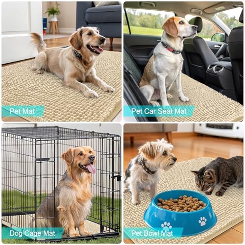 OLANLY Dog Door Mat for Muddy Paws 34x21, Super Absorbent Chenille Mud Mat - Image 7