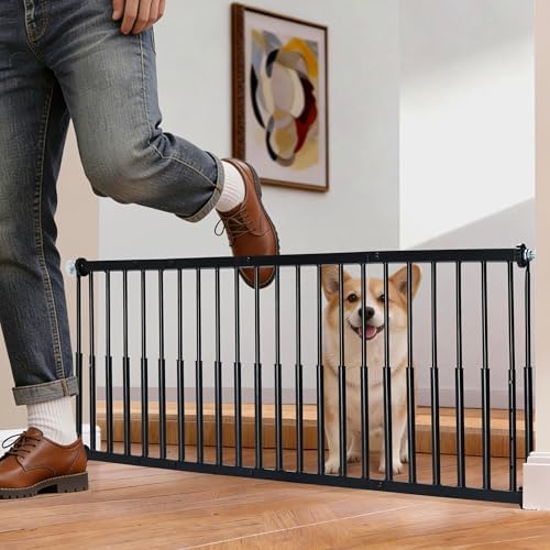 14''-19.5'' Height Adjustable Dog Gate, Extra Wide 18.1"-53" All Metal Short - Image 3