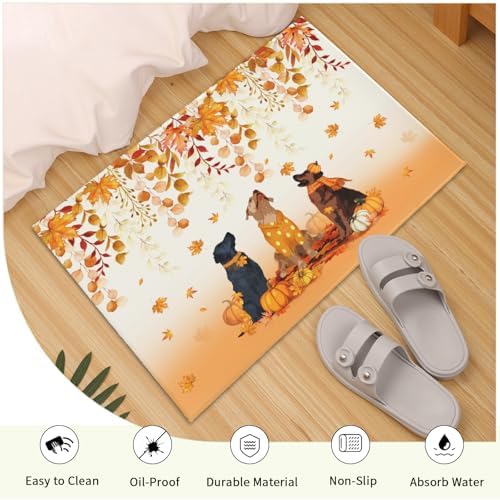 Giwawa Fall Dogs Bath Rug Autumn Leaves Bathtub Mat Non Slip Absorbent Holiday - Image 5