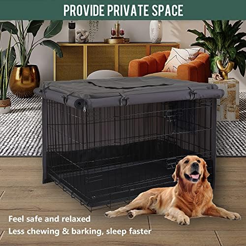 Rachmi 42" 600D Canvas Privacy Dog Crate Cover, Water Resistant Windproof - Image 2