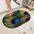 Vibrant-Peacock-Feathers Super Absorbent Quick-Drying Bathroom Mat Rug by Unknown