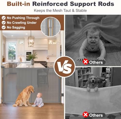 GRENFU Reinforced 59" Wide Retractable Baby Gate Retractable Dog Gate - Image 2