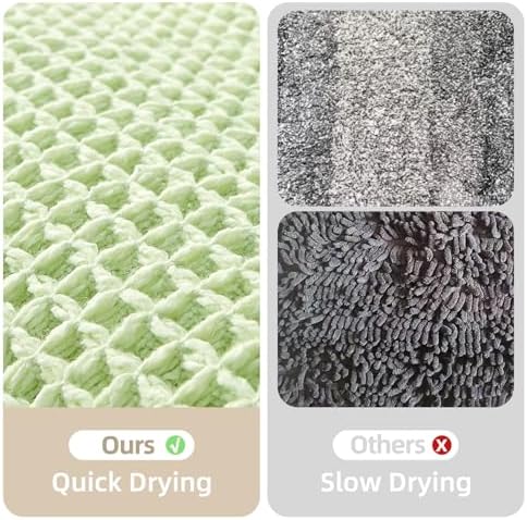 TYUU Waffle Bath Mat, Boho Bathroom Rugs Non Slip, 36x24 Pale Green - Image 6