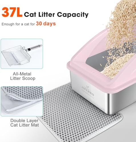 AIPERRO Stainless Steel Litter Box | XL Metal Cat Litter Boxes - Image 6