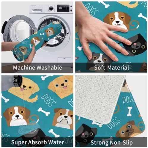 Cute Dogs Bath Mat Non-Slip Soft Microfiber Bathroom Rugs Washable Bathmat - Image 6