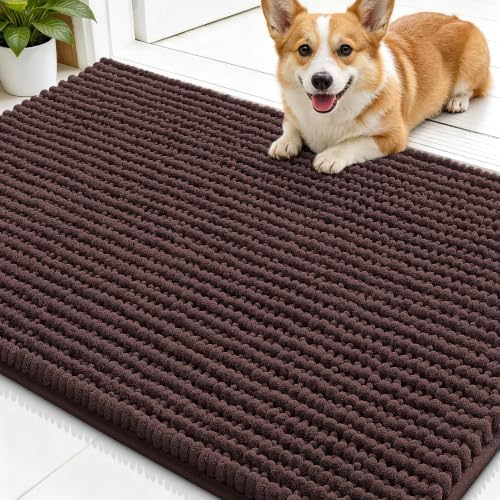 Smiry Dog Door Mat for Muddy Paws 30x20, Ultra Absorbent Chenille Doormat by Smiry