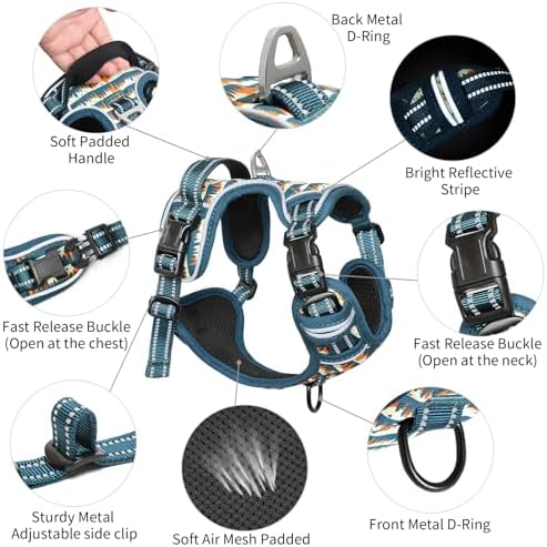 Timos Small Dog Harness, No Pull No Choke, Easy On & Off, Sunset Valley - Image 3
