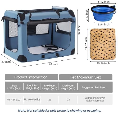 Petprsco Collapsible Dog Crate, 40 inch Portable Dog Crates - Image 4