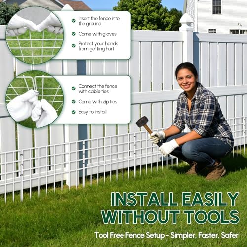 42.5ft x 13in Garden Fence Animal Barrier, 30 Panels No Dig Fence Panels - Image 6