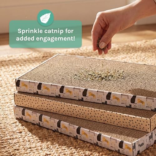 Kitty City Cat Scratcher– 3-Pack Durable Corrugated Cardboard Scratch Pads - Image 4