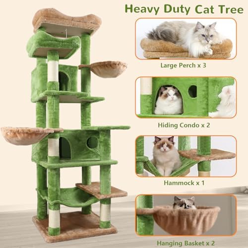 68 Inches Multi-Level Large and Tall Cat Tree Tower - Image 3