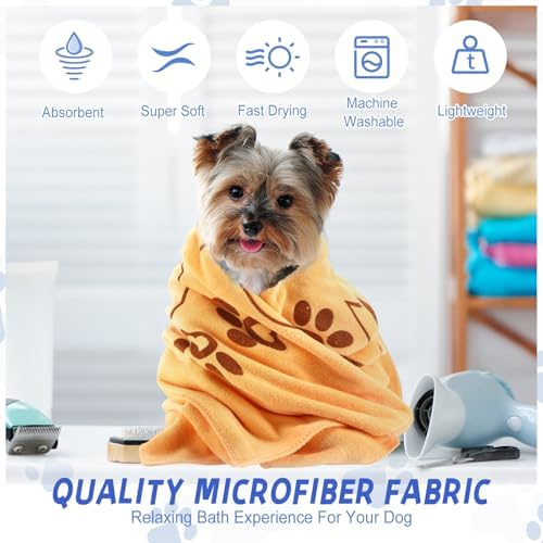 Fanfanwin 4 Pcs Dog Bath Towels Microfiber Drying Dog Towel Absorbent Pet Heart - Image 4