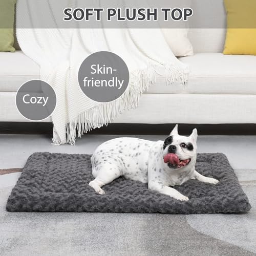 Exsnugy Washable Dog Bed Mat Large Size Fluffy Pet Crate Pad 48x30 XXL - Image 2