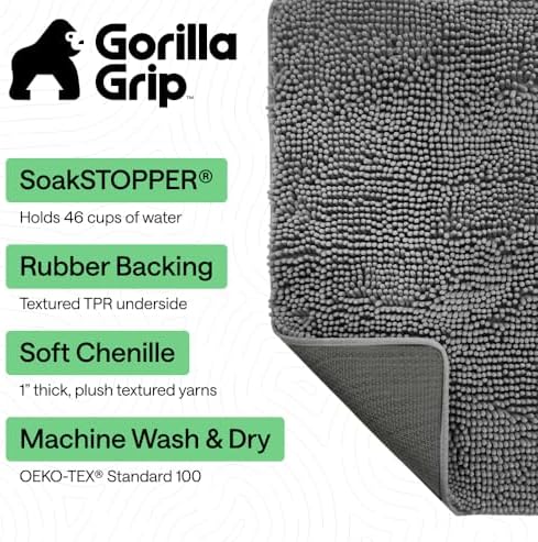 GORILLA GRIP SoakSTOPPER Dog Door Mat, Machine Wash and Dry, 60x36 Gray - Image 3