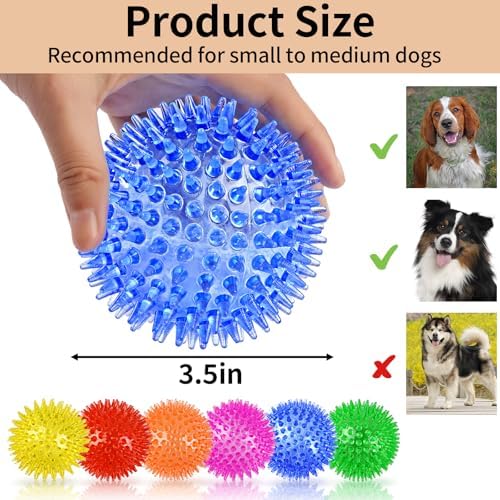 6 Pack Squeaky Spiky Dog Balls, Puppy Chew Toys - Image 2