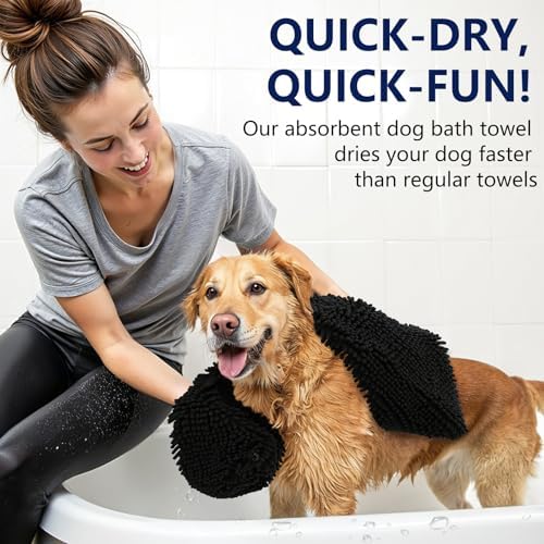 OLANLY Chenille Dog Bath Towel 31x13, Ultra Absorbent Quick Dry Pet Towel - Image 3