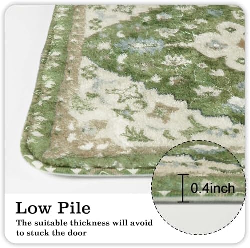 Uphome Boho Retro Large Bathroom Rugs Sage Green Non-Slip Soft Bedroom Runner - Image 5