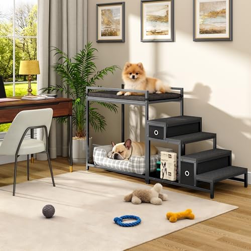 kepptory Pet Bunk Bed with Stairs and Storage, Dog Beds Attachment to Human Bed - Image 3