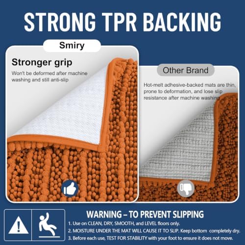 Smiry Bathroom Rugs 36X24, Extra Soft Rubber Backing Chenille Bath Mats - Image 3