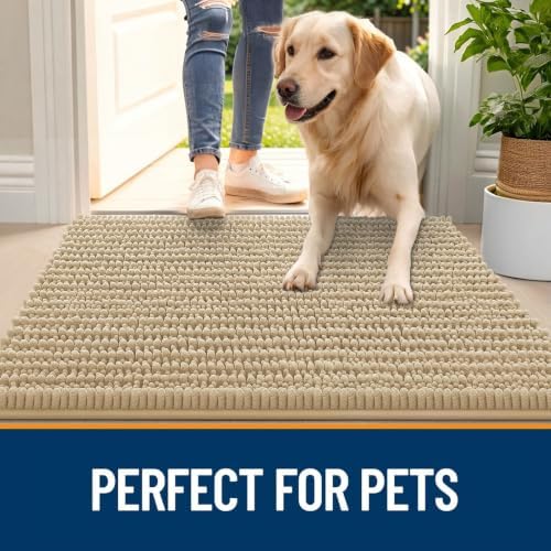 OLANLY Dog Door Mat for Muddy Paws 40x32, Ultra-Absorbent Chenille Mud Mat - Image 6