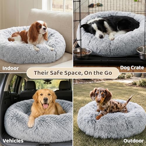 JOLLYVOGUE Dog Beds Large Sized Dog, Calming Anti-Anxiety Dog Bed, Fluffy Donut - Image 6