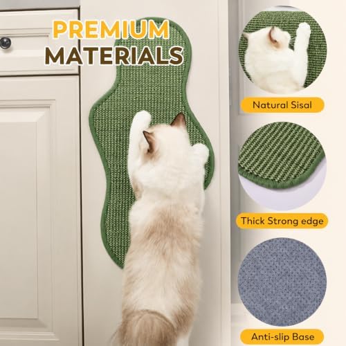Cat Scratcher Mat with Sticky Tapes, Sisal Cat Scratching Carpet Wall Cat - Image 4