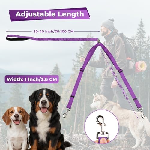 Double Leash for Two Dogs, No Tangle Bungee Dog Leash - Image 7