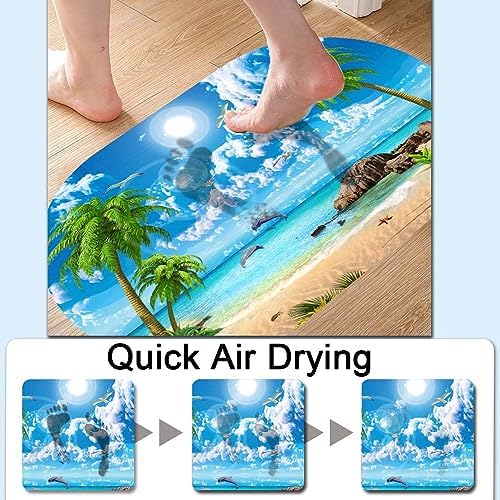Summer Coconut Beach Dolphins Super Absorbent Quick-Drying Bathroom Mat Rug - Image 5