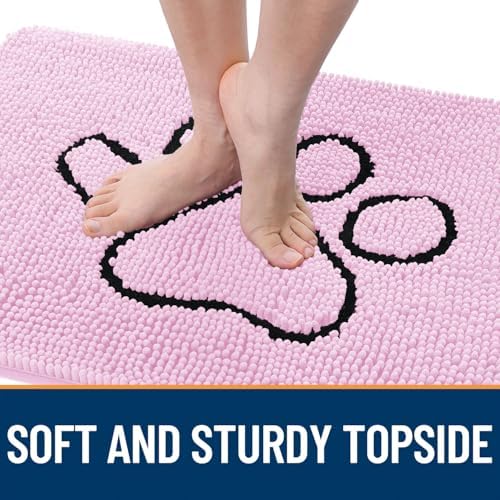 OLANLY Dog Door Mat for Muddy Paws 36x24, Paw Print Design Chenille Mud Mat - Image 4