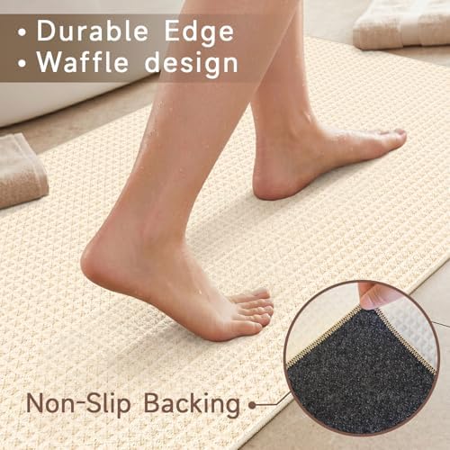 Waffle 4x6 Living Room Rug: Washable Non Slip Textured Area Rug Beige-Cream - Image 7