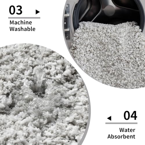 Disolla Toilet Rug 22x24 Grey & White, Soft Toilet Mat U-Shaped Washable - Image 6