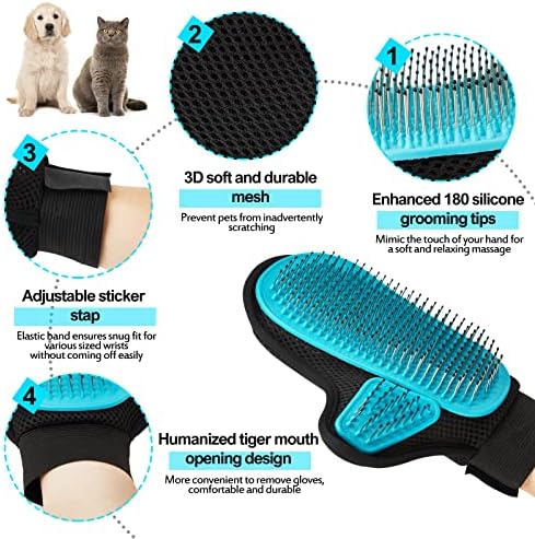 2025 Pet Grooming Glove with Tipped Pin Brush, Special Design Deshedding Glove - Image 2
