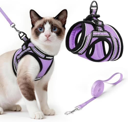 rabbitgoo Cat Harness and Leash Set, Step-in Soft Vest, Light Purple by rabbitgoo